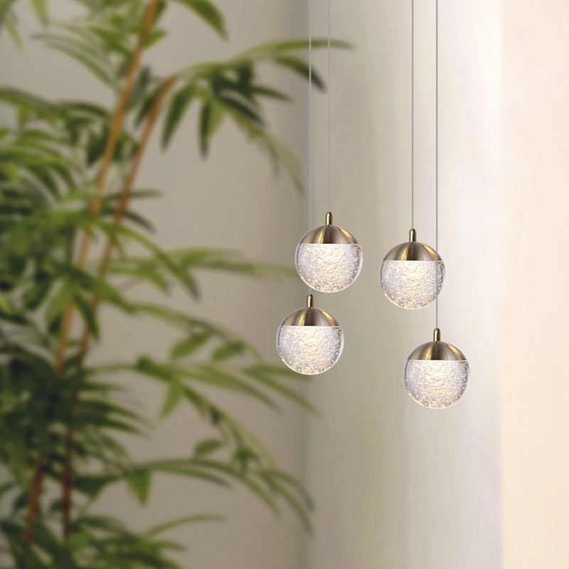 Luminaire suspendu sphère 4 lumières Heatherly, Laiton brossé