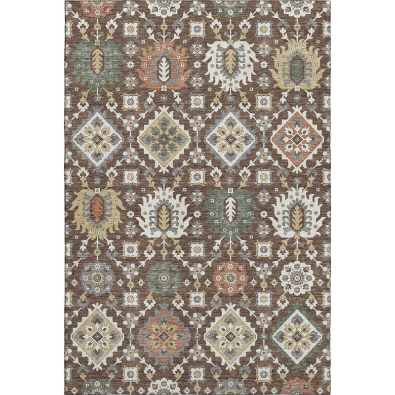 Premium Machine Washable Mayfield AMF2200 bohemian Rug, 3' x 5', Chocolate
