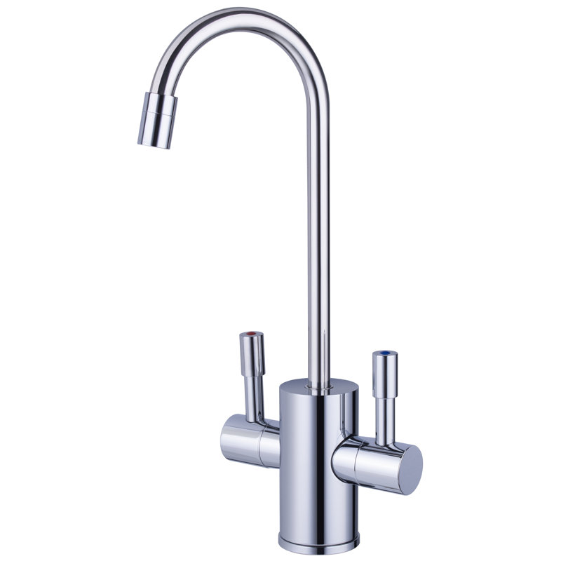 Robinet d'eau chaude et froide à deux poignées pour système de distribution d'eau chaude, Chrome poli