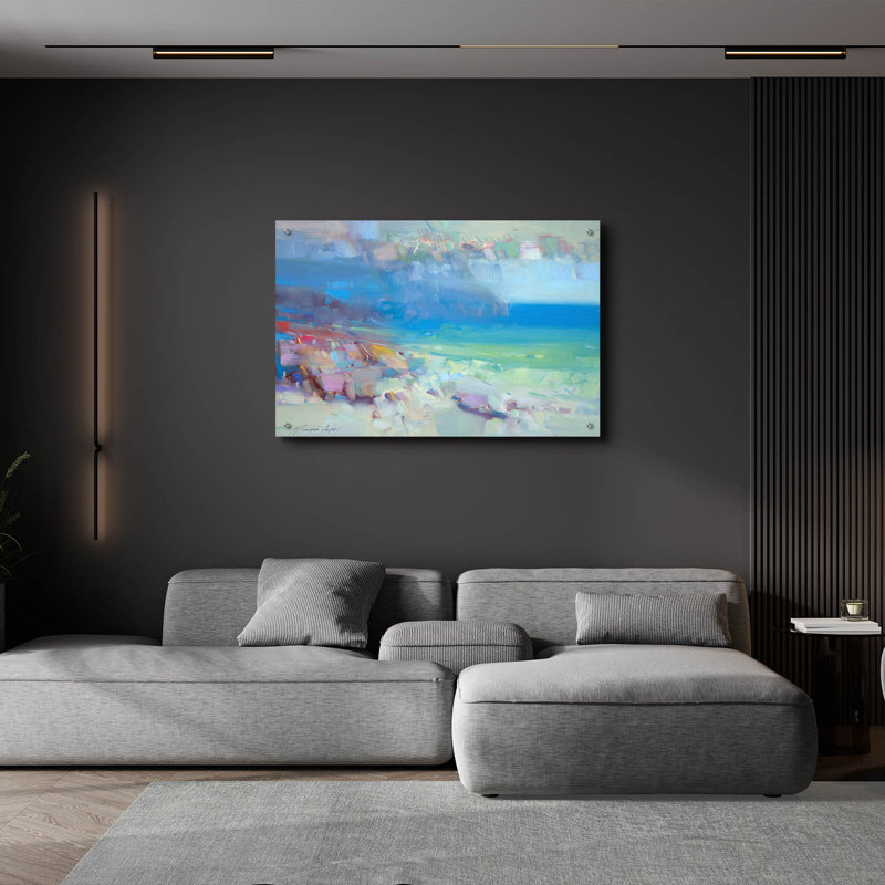 Art mural en verre Dovecove «Ocean Side Ii» par Vahe Yeremyan, H 24 po x l 36 po x P 0,2 po