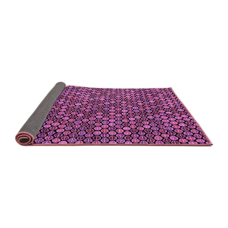 Tapis rose / mauve foncé / noir tissé à la machine Breedenjr, Rond 3 pi