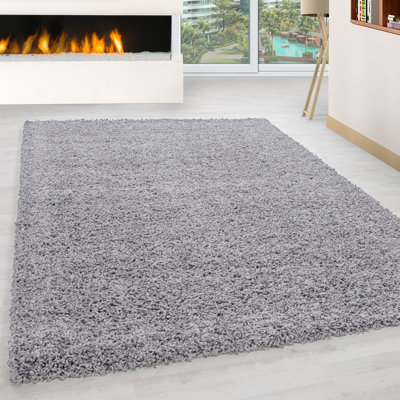 Light Grey Area Rug, 100% Polypropylene, 7.9 x 11.2 Feet | Pile Height: 1.2 Inches, 1800 Grams per Sq Meter | Antibacterial, Jute Underside | Easy to Clean with Vacuum | Ideal for Living Room & Bedroom Decor