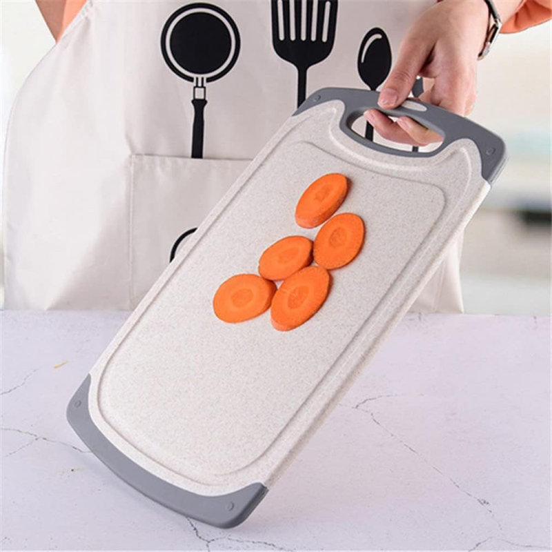 Ensemble de 3 planches à découper en paille de blé - Tapis de cuisine à code couleur sans BPA