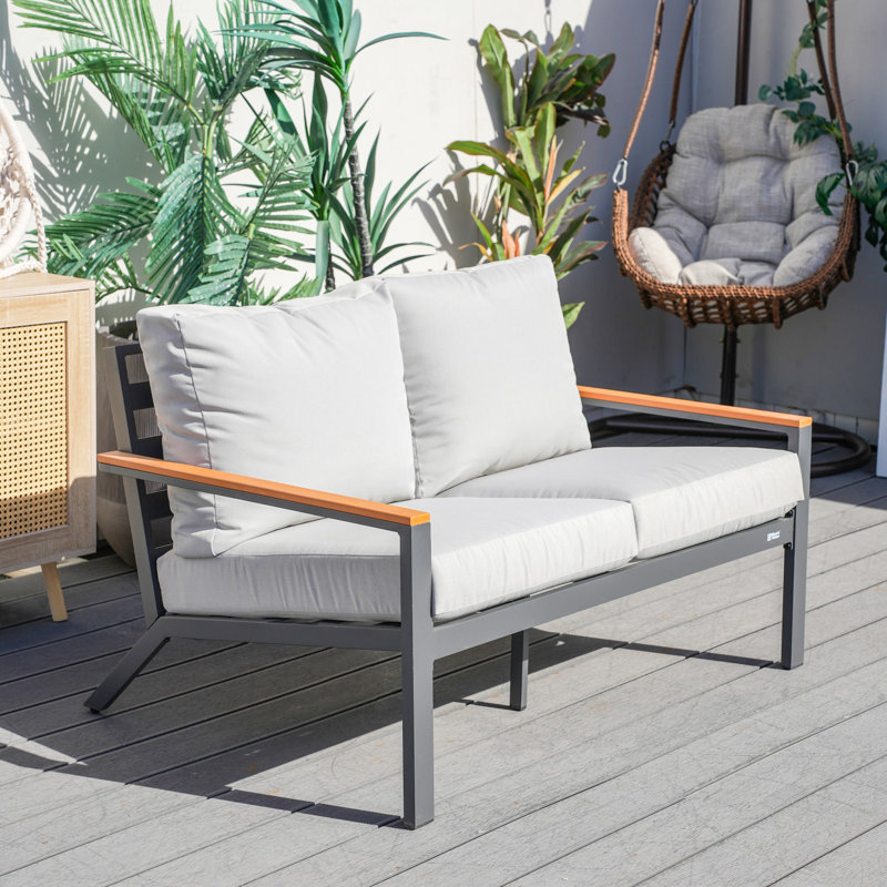Causeuse d'extérieur en aluminium avec coussins