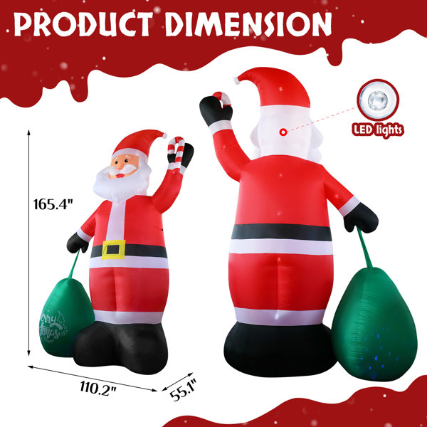 Père Noël traditionnel Géant (H166 cm) Klaus et les cadeaux - Déco de
