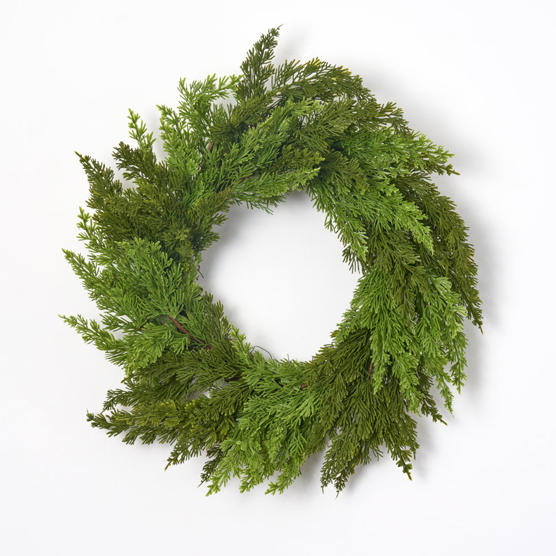 Real Touch Winter Cedar Holiday Front Door Christmas Wreath