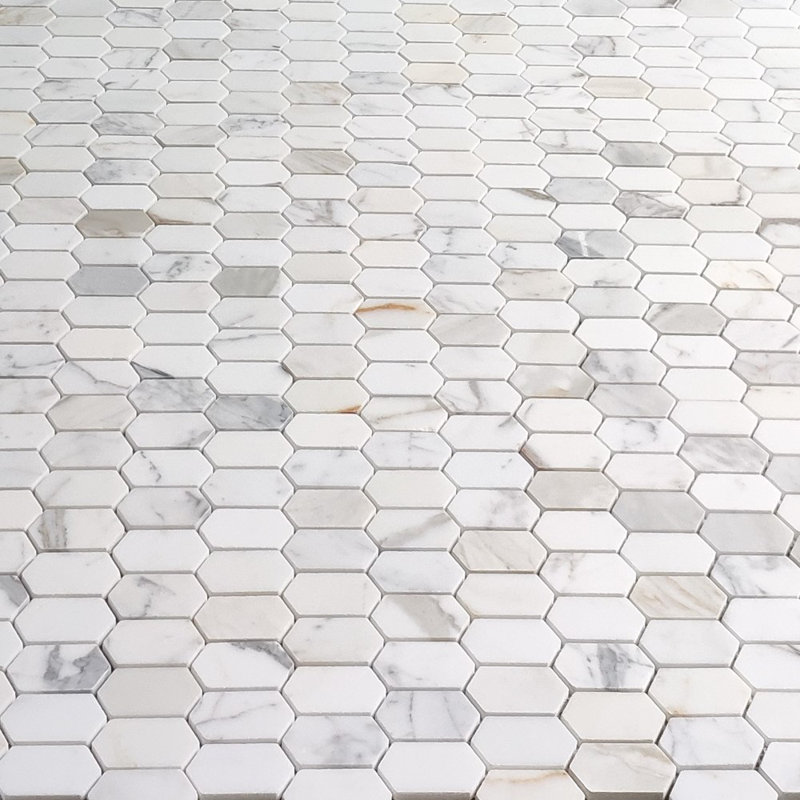 11" x 11" Marble Mosaic Wall & Floor Tile, White/Beige