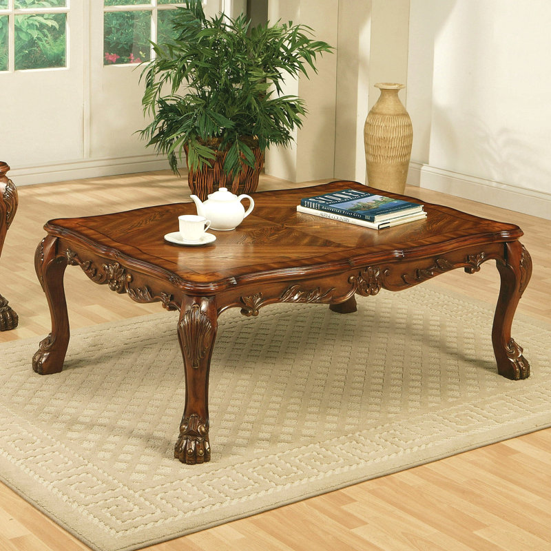 Cherry Oak Coffee Table With Claw Leg