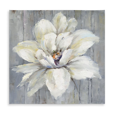 White Flower on Wood Tablecloth | Indoor/Outdoor Home Decor