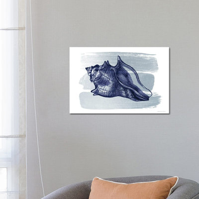Brushed Midnight Blue Seashell by Bluebird Barn - Print on Canvas