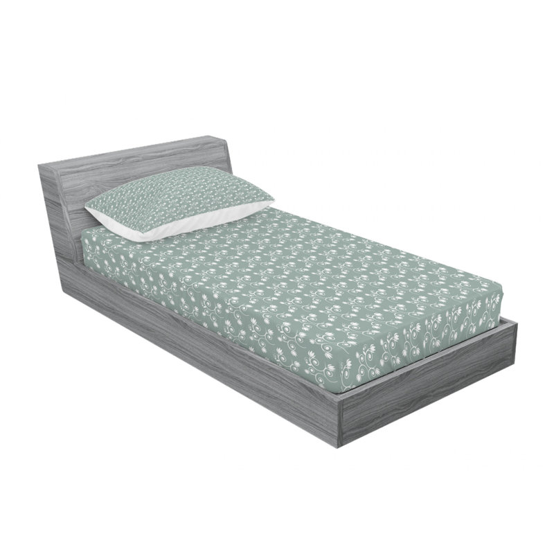 Twin XL White Geometric Print Microfiber Sheet Set