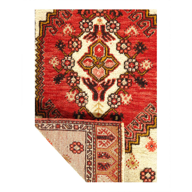 Tapis turc antique Oushak 1 pi 8 po x 3 pi 3 po