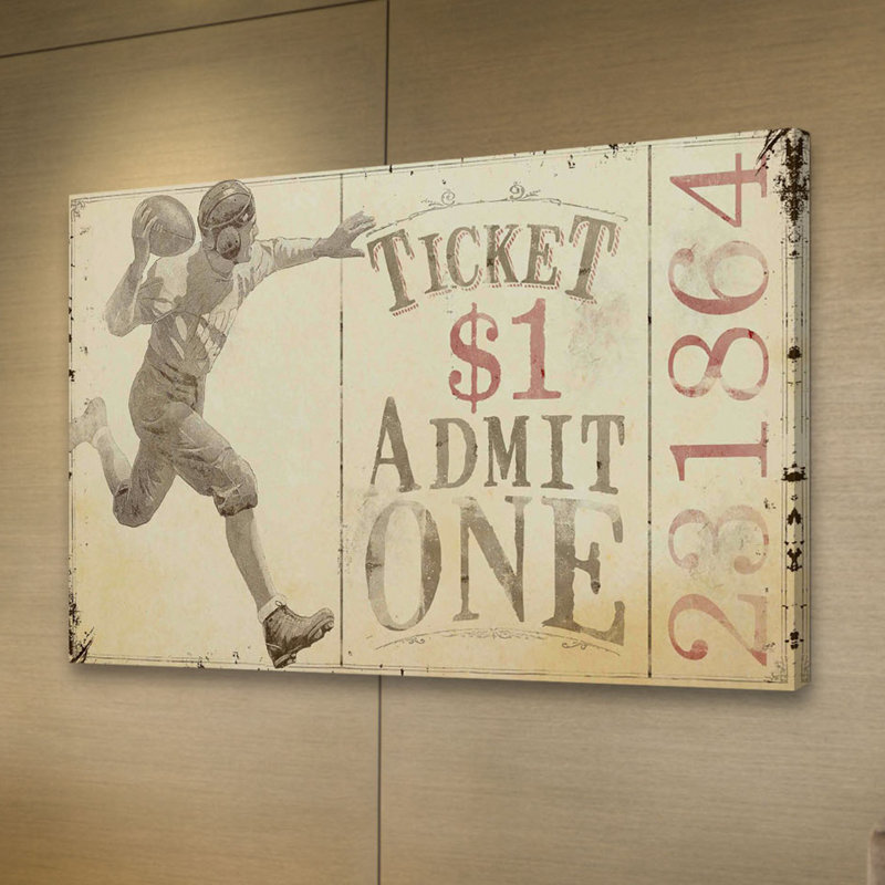 Quarterback Pass Alternative Version 1 by Maurice Bower Painting Print on Wrapped Canvas, 16" H x 24" W x 1.5" D