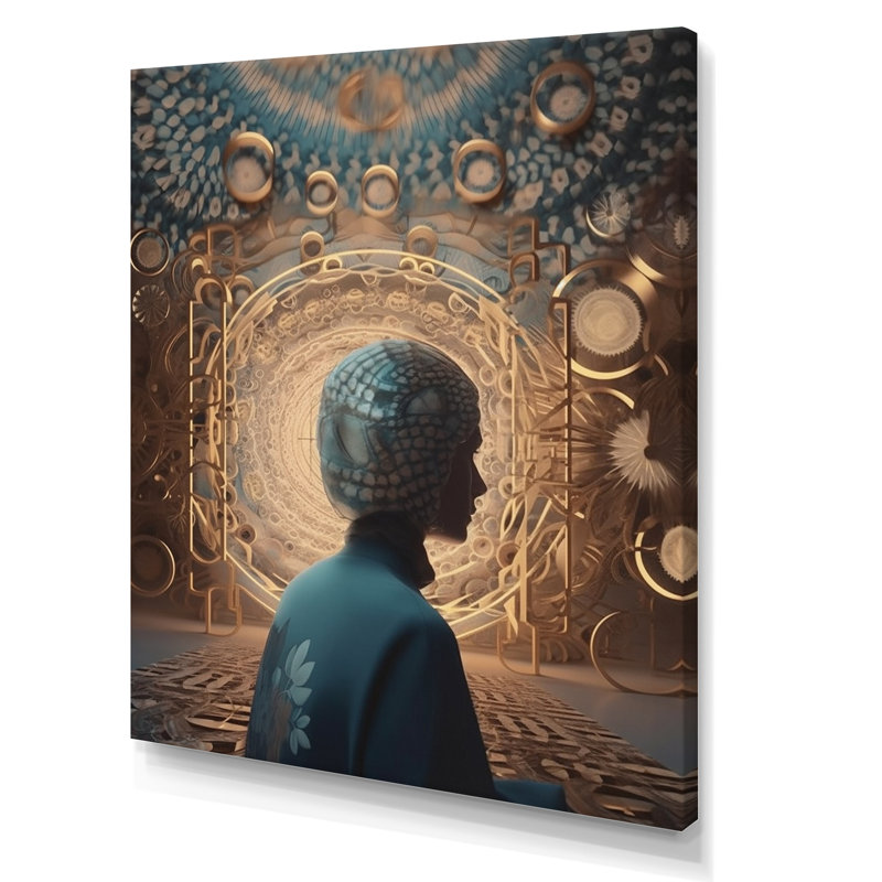 Portrait de femme futuriste, minimalisme, science-fiction, H 44 po x l 34 po x P 1,5 po, Toile tendue