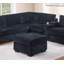 Ensemble de canapé modulaire en forme de L 4 pièces avec porte-gobelet en forme de L et pieds en plastique de style contemporain avec accoudoirs carrés et repose-pieds carrés au fini noir-1093641761