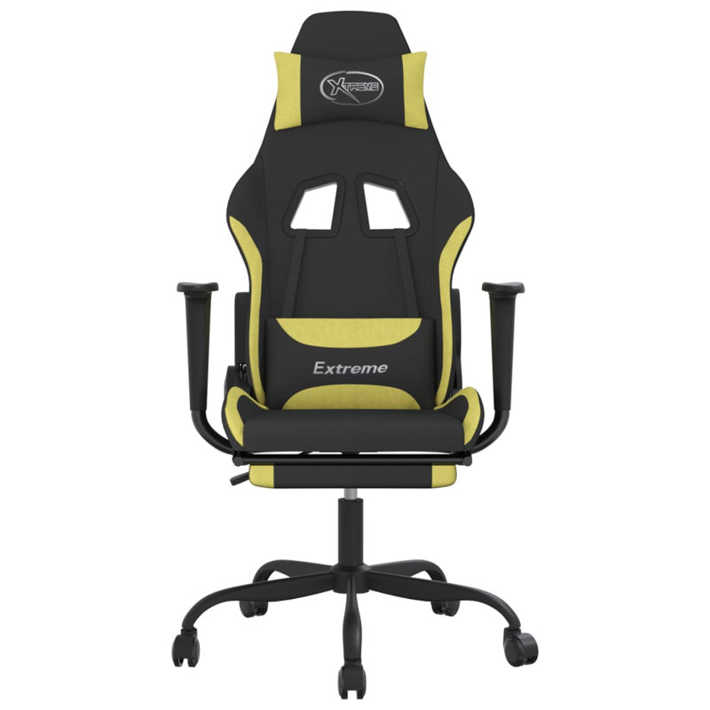 Massage Gaming Chair with Footrest Fabric, Light Gray