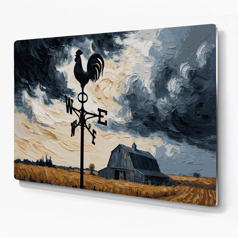 «Farm Weather Vane», art mural en métal noir, H 11 po x l 14 po