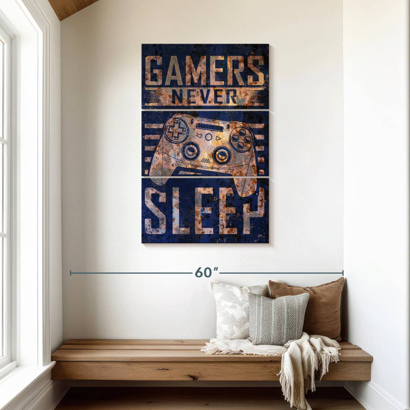 Senne Gamers Never Sleep, typographie, H 45 po x l 28 po