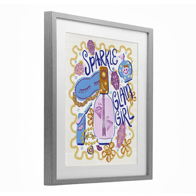 «Sparkle Glam Girl», reproduction sous verre encadrée, design par Connie Summers