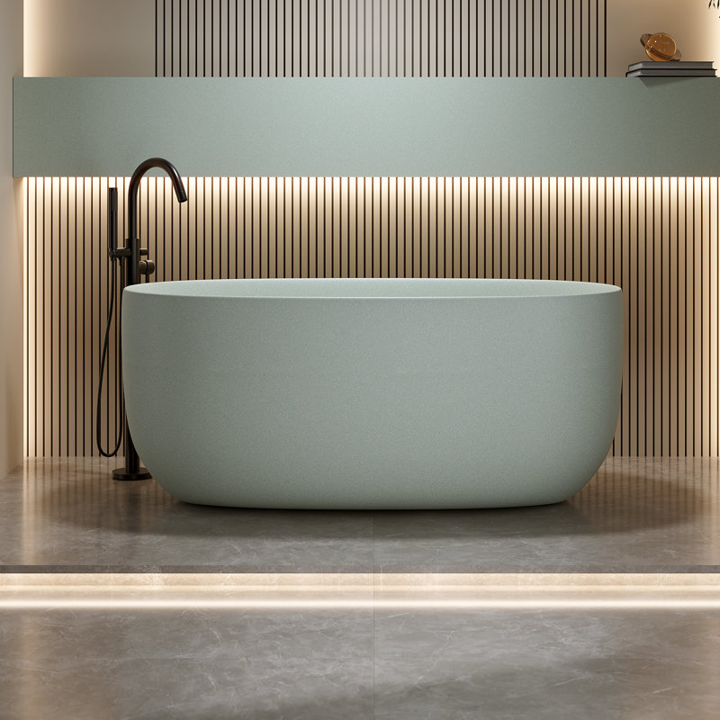 Modern Durable Freestanding Bathtub, Solid Surface Turquoise Green