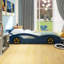 Lit plateforme en bois en forme de voiture avec roues pour adolescents