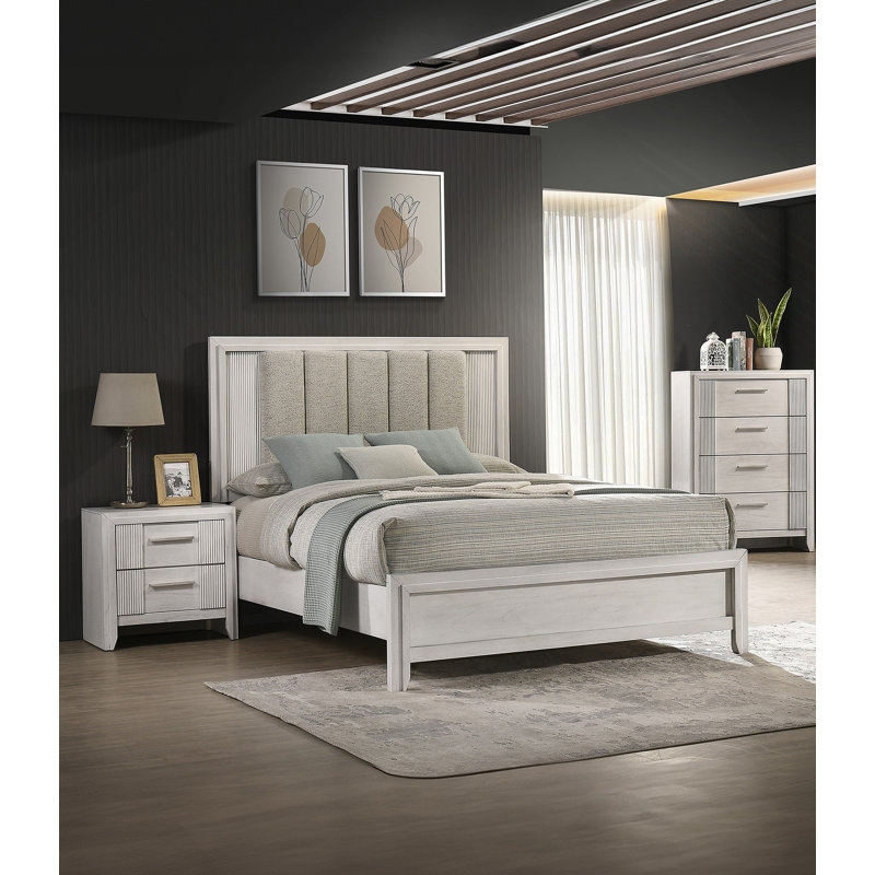 1pc Contemporary 4-Drawer Tall Storage Chest Mist White Finish Wooden Furniture