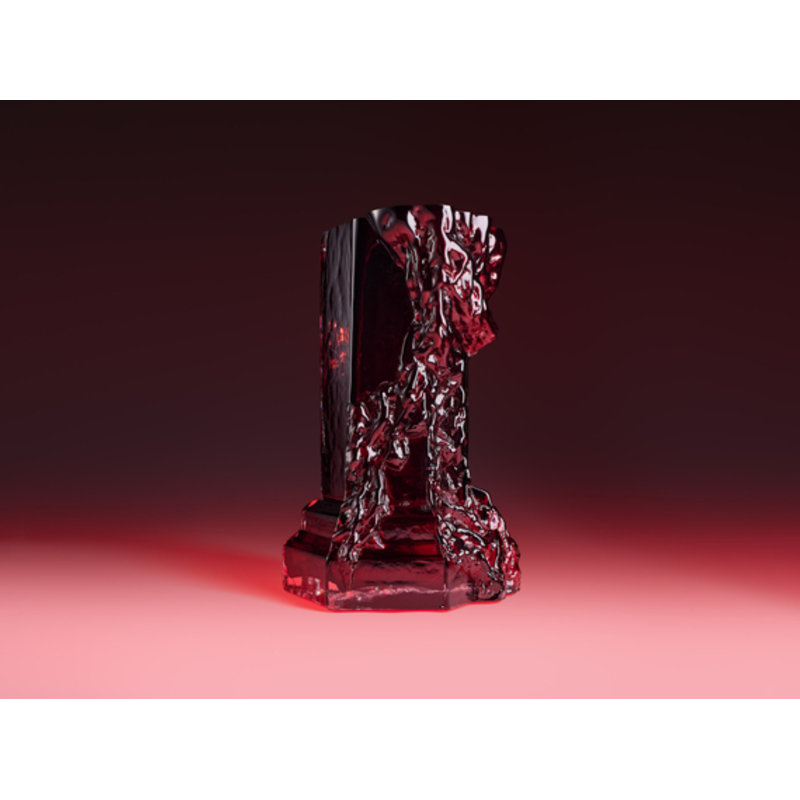 Rocky Baroque Handmade Crystal Glass Table Vase, Oxblood