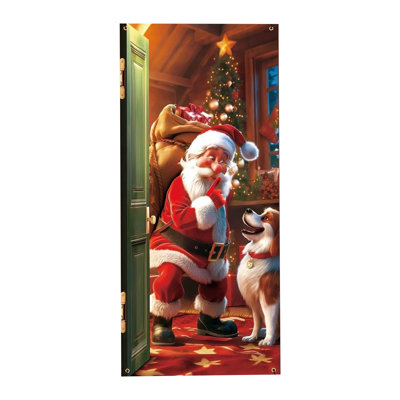 Christmas Decorations Christmas Door Tapestry Xmas Front Door Hanging Decor Holiday Party Cloth Door Curtain For Home Front Door Bedroom Wall Indoor X