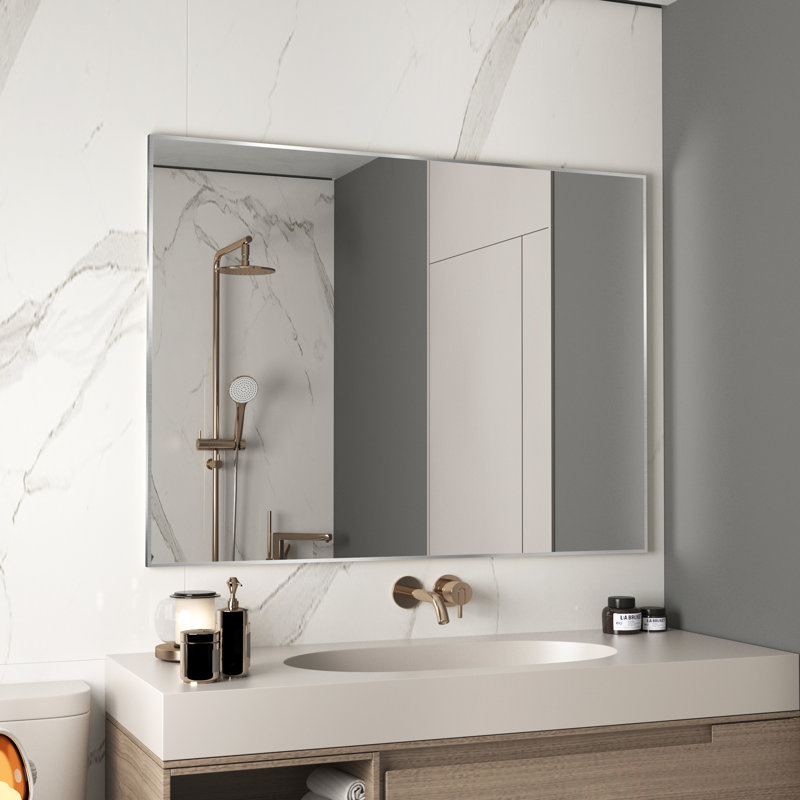 Miroir d'appoint Lesamuel, 36 po x 48 po, Nickel brossé, Rectangulaire