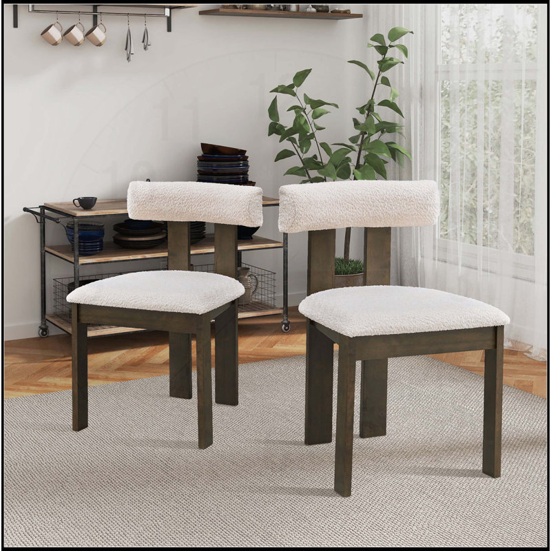 Ensemble de 2 chaises de salle à manger en bois, rembourrées Boucle, Noyer