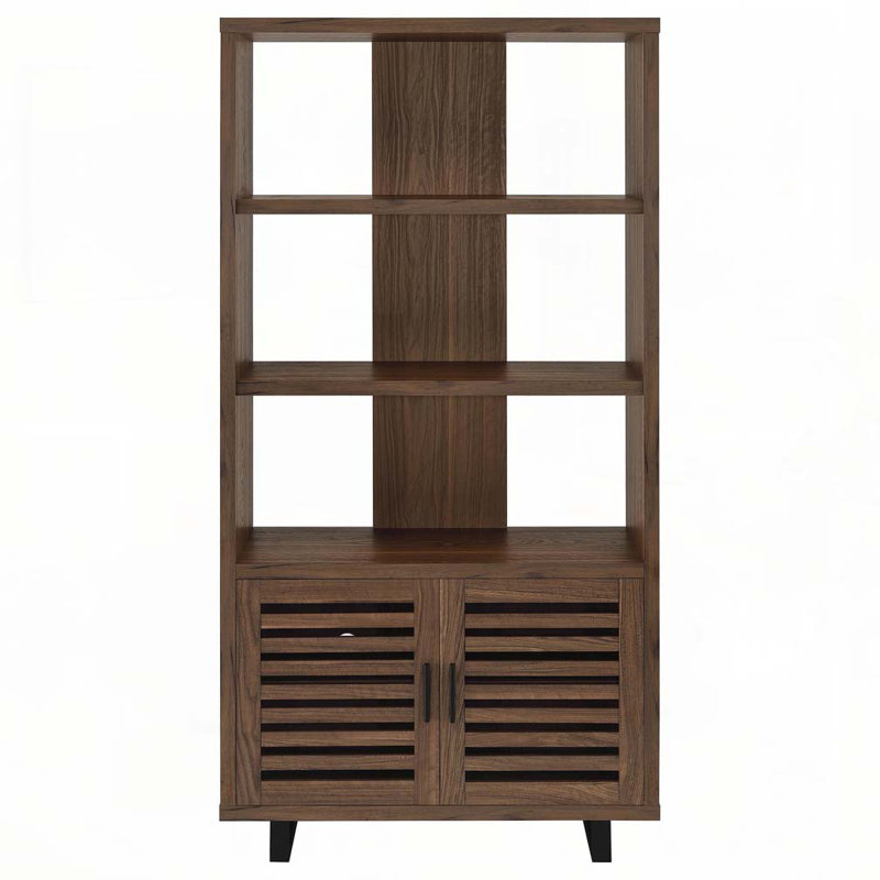 3-Shelf Open Bookcase with Doors