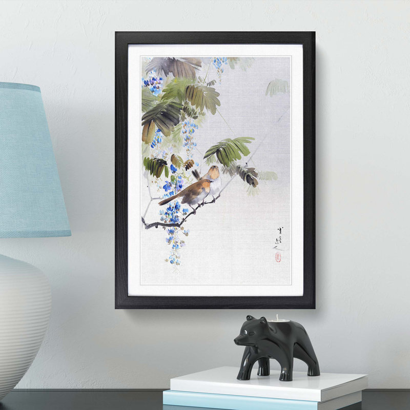 Birds & Flowers by Watanabe Seitei - Picture Frame Painting Print, Black Framed, 36cm H x 27cm W x 2cm D