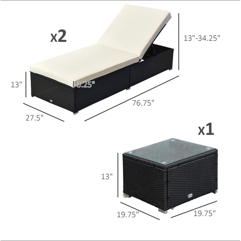 Ensemble de meubles de piscine 3 pièces