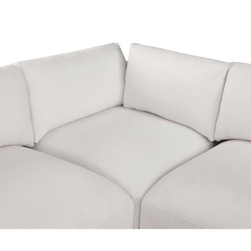 Canapé modulaire réversible de large de 152 po avec repose-pieds Ivaline, Tissu crème en polyester