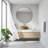 Natural  16 inch Travertine Stone Round Bathroom Vessel Sink-128710247