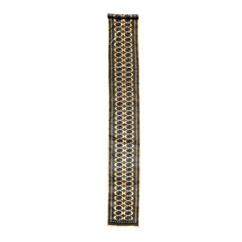 Tapis unique en or / noir de 2 pi 6 po x 19 pi 3 po