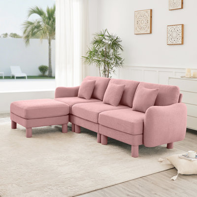 Canapé moderne en tissu avec accoudoirs courbés et repose-pieds amovible pour un confort et un style optimaux