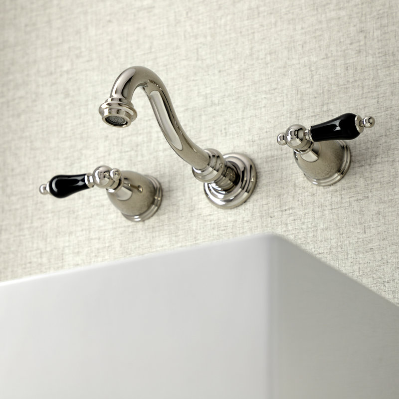 Robinet de salle de bain mural à deux poignées Duchess, Nickel poli