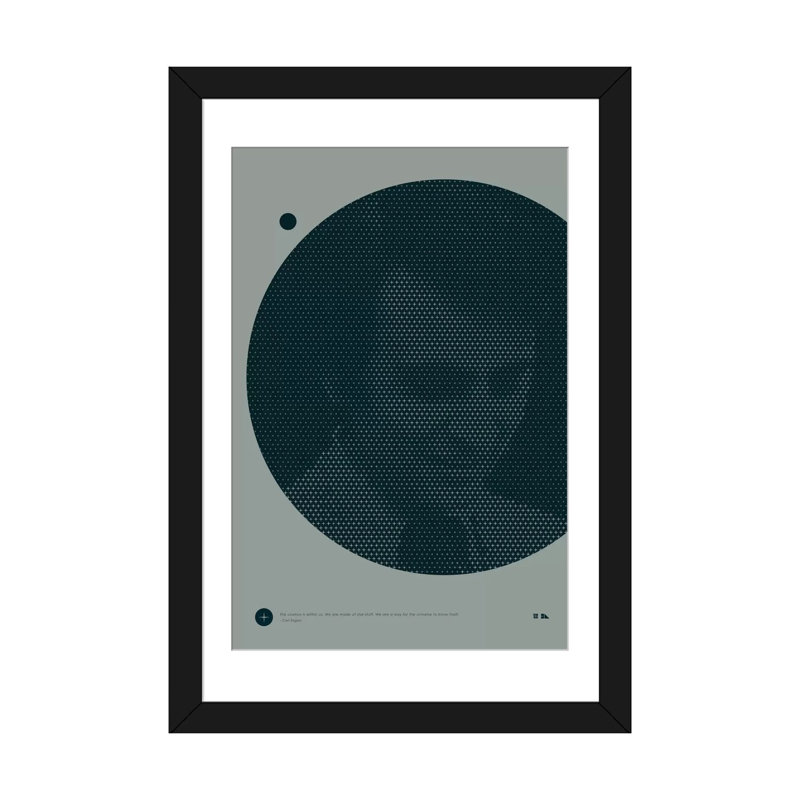 «Carl Sagan», impression sur toile, H 32 po x l 24 po x P 1 po, Papier d'art encadré noir