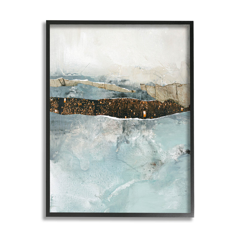 «Layered Mixed Media», estampe numérique par Design Fabrikken, H 14 po x l 11 po x P 1,5 po, Giclée encadrée noir minuit