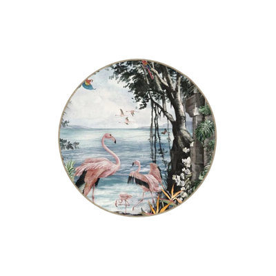 Forest Themed Tapestry Design Flamingo And Sea Patterned Vintage Decorative Carpet
