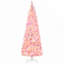 Arbre de Noël enneigé 7,5 pi avec lumières DEL blanc chaud, ouverture automatique, branches de pin rose et blanc