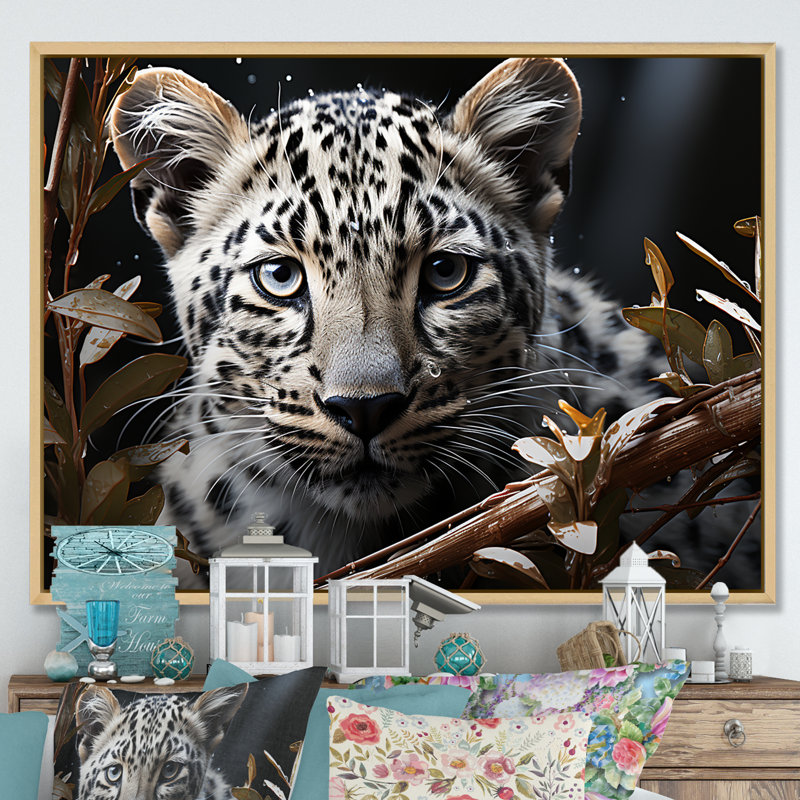 «Jungle Leopard Stalk III», reproduction sur toile, Cadre naturel flottant, H 30 po x l 40 po x P 1,5 po