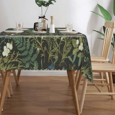 Housse de table botanique rétro avec bordure festonnée 60 po x 120 po pour les fêtes d'intérieur rustiques