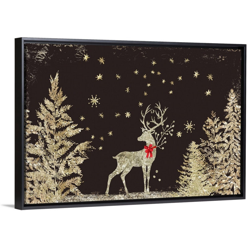 Prancer at Night - Peinture sur toile, H 22 po x l 32 po x P 1,75po, Cadre noir