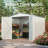 8X6 Ft Metal Outdoor Storage Shed, Tool Shed With Pitched Roof Waterproof With Side Window And Lockable Door, Metal Tool Shed For Garden Tool Storage, Everyday Sundries And Bike Storage, White + Gray-121499175