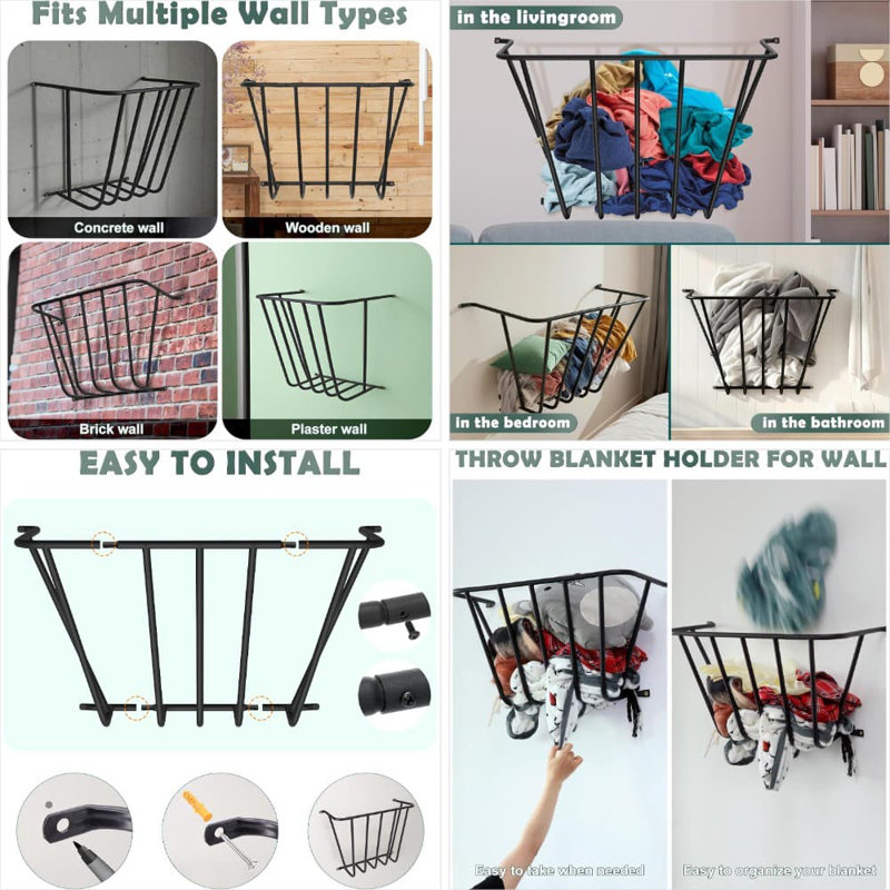 Heavy-Duty Wall Mounted Storage Rack For Blankets, Towels, Toys, And Clothes - Large Capacity Space Saving Organizer For Living Room, Bedroom, And Bathroom