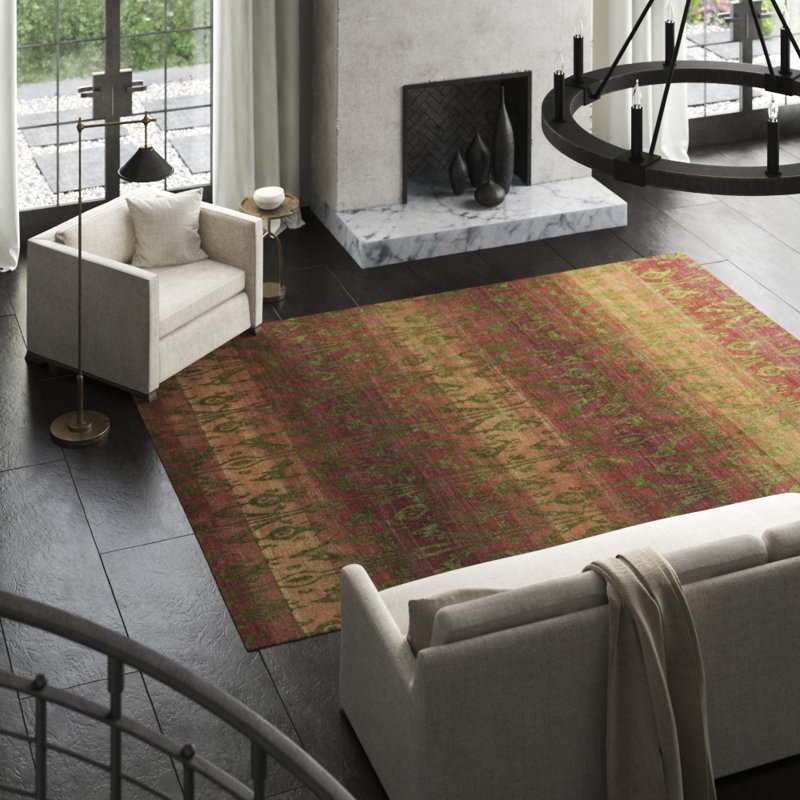 Tapis rouge noué à la main de haute qualité, Rectangle 8 pi 11 po x 11 pi 9 po