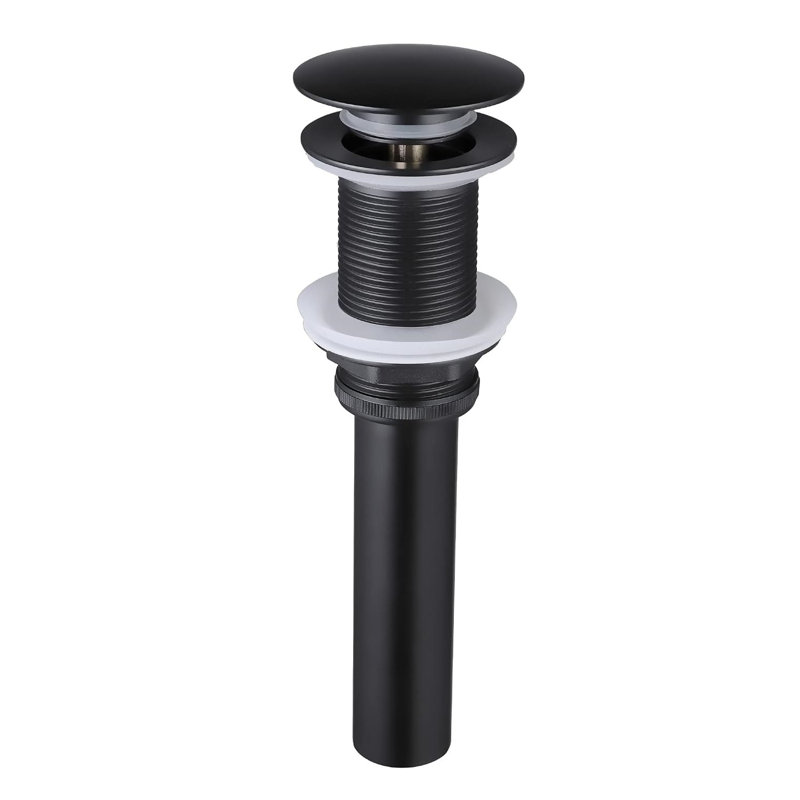 Drain escamotable de salle de bain sans vasque de débordement, acier inoxydable, Noir mat