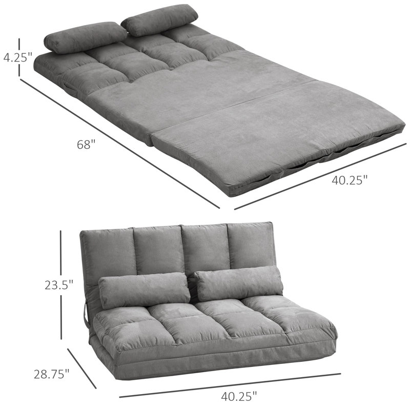 Canapé-lit en suède à dossier réglable, Polyester gris foncé
